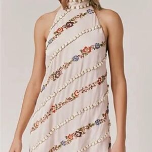 Free People White Sequin Halter Sundress